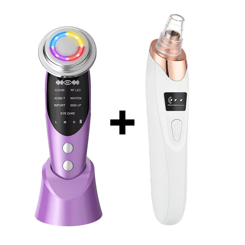 7 In 1 EMS Face Lifting Device – LED Facial Massager & Pore Vacuum