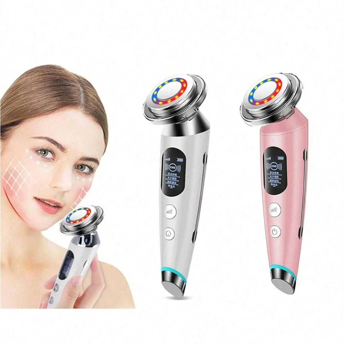 Ultrasonic RF Beauty Device – LED Photon & Microcurrent Massager
