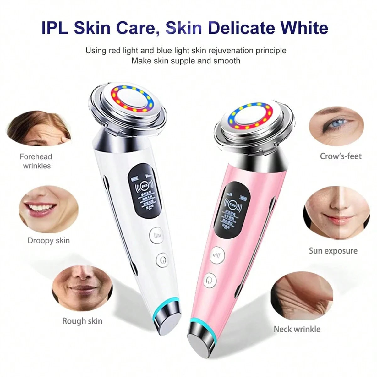 Ultrasonic RF Beauty Device – LED Photon & Microcurrent Massager