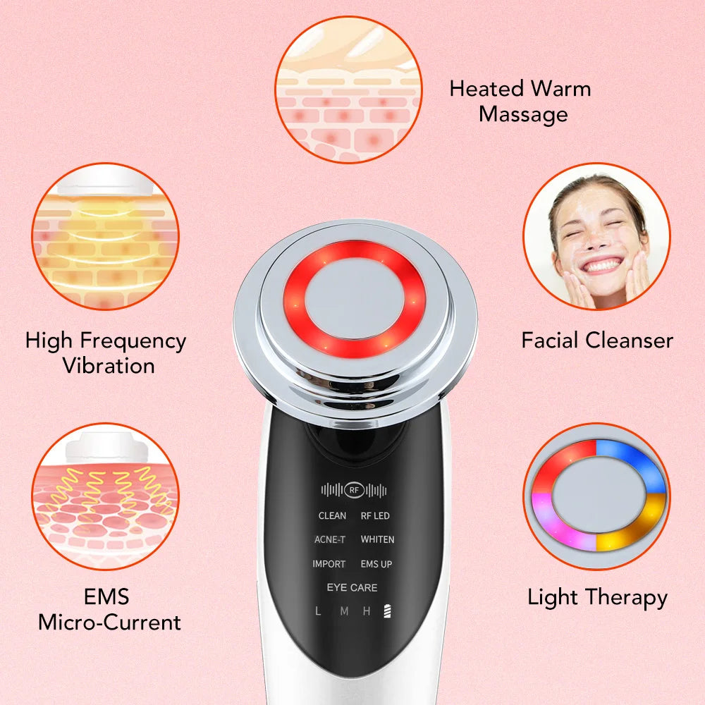 7 In 1 EMS Face Lifting Device – LED Facial Massager & Pore Vacuum
