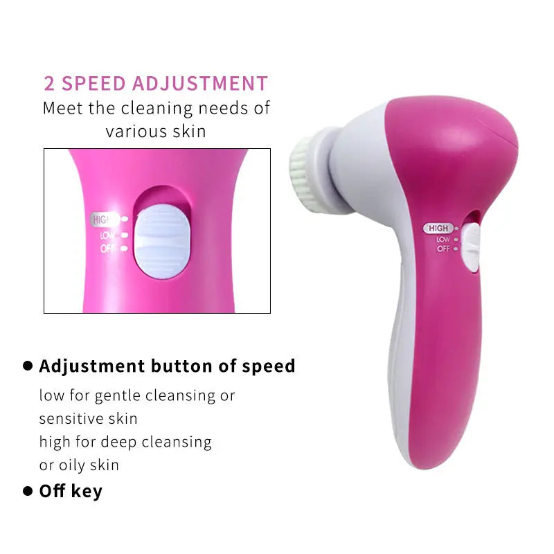 Electric Facial Cleaner 5 in 1 – Face Brush & Blackhead Massager