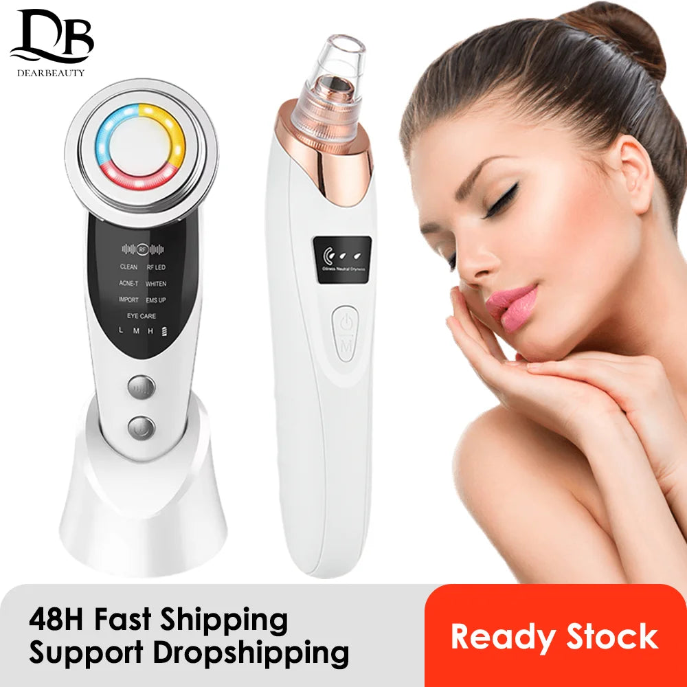 7 In 1 EMS Face Lifting Device – LED Facial Massager & Pore Vacuum